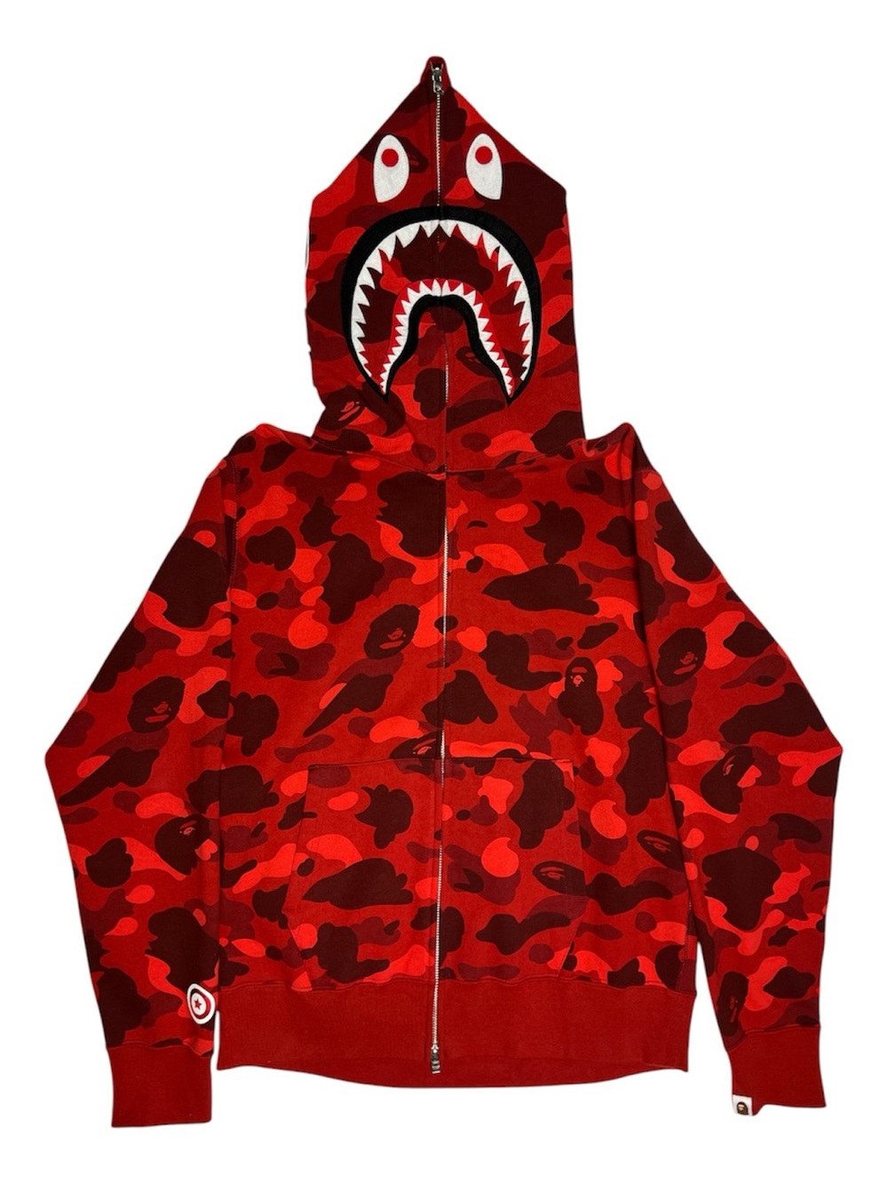 Bape Red Camo Shark Zip Hoodie f